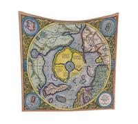 Buulotpp Flat Earth Earth Map 1595 mercator map Tapestry Poster Size 28" x 28" Wall Living Room Bedroom Wall Decor Wall Hanging Decoration Frameless Art Gift Cloth 70x70 cm
