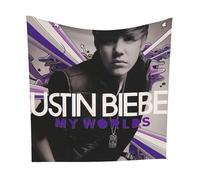 Buulotpp Justin Bieber My World Music Album Tapestry Poster Size 28" x 28" Wall Living Room Bedroom Wall Decor Wall Hanging Decoration Frameless Art Gift Wall Cloth 70x70 cm