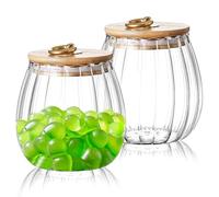 Buumin 2 Pack Glass Storage Jars, Coffee Sugar Airtight Tea Canisters Kitchen Storage Containers, Glass Jars with Lids 700ml (Oval)