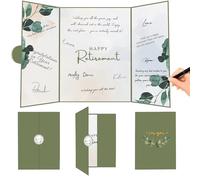 BUUQII Retirement Gift for Women, Green Happy Retirement Party Decorations, Retirement Card, Creative Retirement Guest Sign in Book Alternative, Retired Alternative Signature Guest Book for Men Women