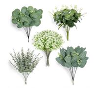 Buuraqq 40PCS Artificial Eucalyptus, Faux Eucalyptus Stems for Home Decor | Premium materials, four foliage styles in green and white tones for home decorators, wreaths, shelves and events