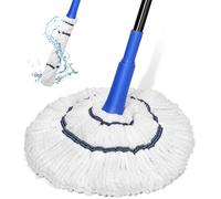 BUVE Self Wringing Twist Mop for Floor Cleaning, Microfiber Mop with Wringer Long Handled, String Wet Floor Mop for Hardwood Vinyl, Tile, Commercial Household Clean,Safe on All Floor Types, Blue