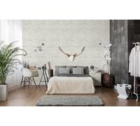 BUVU Vinyl Wallpaper 0.53 x 10 m Grey and White Brick Wall