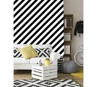 BUVU Vinyl Wallpaper 0.53 x 10 m Washable Black and White Wallpaper