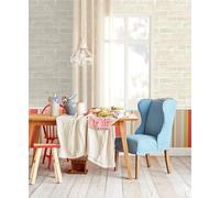 BUVU Vinyl Wallpaper 0.53 x 10 m Washable Wallpaper with Beige Masonry Motif