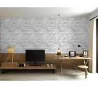 BUVU Vinyl Wallpaper 0.53 x 10 m Washed Wallpaper with White Masonry Motif