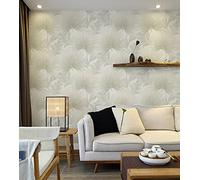 BUVU Wallpaper 53 x 1000 cm Beige White Floral Leaves Design Look Modern Vinyl