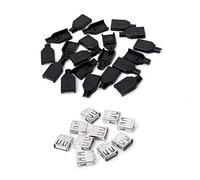 Buwei 10 Sets Type A Female USB 4 Pin Plug Socket Jack Connector w/Black Plastic Cover DIY