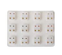 Buwei 12 Pairs Mini CZ Crystals Ear Studs Piercing Earrings Set Hypoallergenic Jewelry