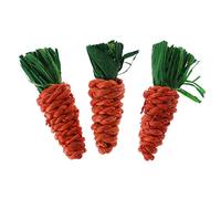Buwei 3Pcs Carrot Shaped Rabbit Hamster Chew Bite Guinea Pig Tooth Cleaning