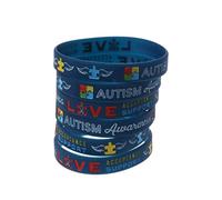 Buwei 6Pcs Autism Awareness Bracelets Awareness Creates Change Silicone Wristband Blue