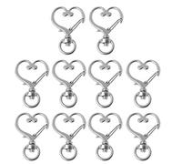 Buwei Faguo 10Pcs Metal Swivel Lobster Clasp Snap Hook Heart Shape Keychain Jewelry Findings
