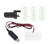 Buwei UK Plug USB Power Supply Adapter 1.5V 3V 4.5V 6V LR20 D Cell Battery Eliminator