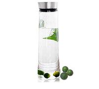 Buwico 1.5L Water Carafe Classical Jug Juice Bottle with Stainless Steel Lid Borosilicate Glass Iced Tea Pitcher for Infusing Water, Milk, Juice, Iced Tea, Lemonade & Sparkling Beverages (1.5L)