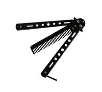 Buwico® Delicate Stainless Steel Folding Training Butterfly Practice Style Knife Comb (Black)