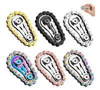 Buwoek 6pcs Bike Chain Metal Fidget, Cool Spinner for Adults, 6 Colours | Single Finger Smooth Fast Bearings Gears in Silver, Black, Gold, Pink, Multicolour