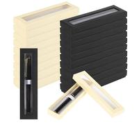 BUWUSMU 42 Pcs Empty Pen Gift Box, Pen Case with Cushion, Clear Lid Cardboard Box, Display Case for Gift, Office Supplies, Birthday Souvenir, Presentation, Jewelry, Christmas (Black, White)