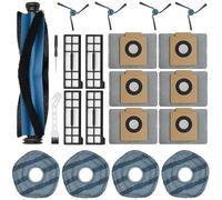 BUXEBUX Replacement Parts, for eufy X10 Pro Omni Robot Vacuum Accessories Kit, Cleaner Inclue 1 Roller Brush with Bristles, 6 Dust Bags, 4 Side Brushes, 4 Hepa Filters, 4 Mop Pads