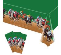 Buxiuer Derby Day Tablecloth Kentucky Horse Racing Party Decoration Disposable Plastic Table Cloth Waterproof Table Cover Dining Room Kitchen Indoor Outdoor Decor 54 x108 Inch -Pack of 3