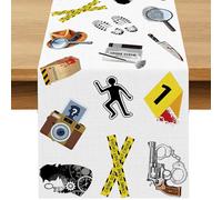 Buxiuer Detective Party Table Runner Spy Murder Mystery Theme Birthday Party Decoration Dining Room Home Kitchen Island Decor