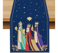 Buxiuer Epiphany Decorations Three Kings Day Table Runner Día de Los Reyes Christian Christmas Holiday Dining Room Home Kitchen Island Decor
