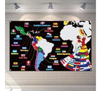 Buxiuer Hispanic Heritage Month Photo Booth Backdrop Latino Spanish Speaking Country Map Decoration School Classroom Bulletin Board Background Wall Decor (7×5ft)