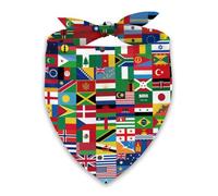 Buxiuer International Flags Dog Bandana Around The World Themed Birthday Party Adjustable Triangle Bibs Dogs Scarf for Small Medium Large Pets