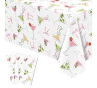 Buxiuer Martini Tablecloth A Tini Bit Older Birthday Party Decoration Bow Bachelorette Waterproof Disposable Plastic Table Cloth Picnic Dining Kitchen Decor 54 x108 Inch -Pack of 3 (3)