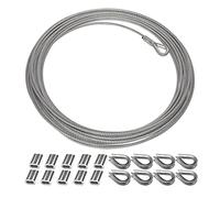 BuxiuGK 1 Roll Cable Rope 2mm x 10m,Heavy-duty 304 Stainless Steel Cable Rope Hanging Wire with 10 Aluminum Crimping Sleeves and 8 Stainless Steel Thimble for Railing Decking