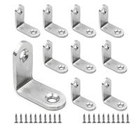 BuxiuGK 10 Pieces Corner Brackets 30 x 30mm,L Shape Right Angle Stainless Steel Metal Brackets with Screws for Desk, Table, Chairs,Wood Furniture Cabinets