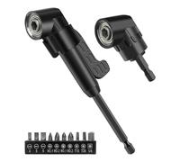 BuxiuGK 12 PCS 105° Right Angle Drill Attachment Set,1/4 inch Hex Shank Corner Tool Screw Hub with 10 Multi-Function Bend Screwdriver Bit for Tight Spaces((Long+Short)