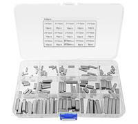 BuxiuGK 140 PCS Round Ended Feather Key Set with Transparent Plastic Box,15 Sizes Carbon Steel Parallel Driver Shaft Keys for Fastening Connection