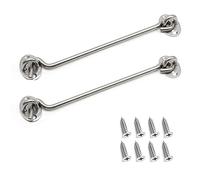 BuxiuGK 2 Pack Cabin Hook Eye Door Latch Stainless Steel 8 Inch/200mm with 8 Mounting Screws for Shed Doors Cabinet Doors