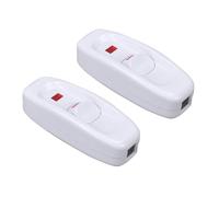 BuxiuGK 2 Pcs Inline Light Switch AC 250V 10A Low Profile Torpedo with LED ON/Off Rocker Feed Through Switch for Bedside Lamp Desk Table Light,White