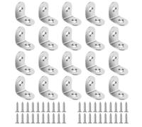 BuxiuGK 20 Pieces Corner Brackets 20 x 20mm,L Shape Right Angle Stainless Steel Metal Brackets with Screws for Desk, Table, Chairs,Wood Furniture Cabinets