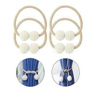 BuxiuGK 4 Pieces Magnetic Curtain Tieback,18" Curtain Buckles Holdbacks for Home Office Hotel Window Decoration - Beige