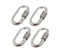BuxiuGK 4Pcs Quick M6 Chain Links,304 Stainless Steel Heavy Duty D Shape Locking Quick Link Chain Connector Lock Screw Carabiner Max 120kg