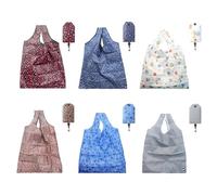 BuxiuGK 6 PCS Foldable Shopping Bag Reusable Grocery Bags Heavy Duty Style in Random Suitable for Shopping Home Travel Outdoor Camping