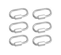BuxiuGK 6Pcs M4 Quick Chain Links,304 Stainless Steel Heavy Duty D Shape Locking Quick Link Chain Connector Lock Screw Carabiner Max 70kg