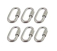 BuxiuGK 6Pcs M5 Quick Chain Links,304 Stainless Steel Heavy Duty D Shape Locking Quick Link Chain Connector Lock Screw Carabiner Max 120kg