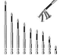 BuxiuGK 9Pcs K5 Impact Resistant Non Slip Bit,25mm-150mm Strong Magnetic Screwdriver Drill Bits Universal Non Slip Cross Industrial Screwdriver Bit for Electric and Impact Drivers