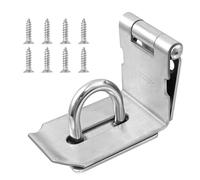 BuxiuGK Heavy Padlock Hasp Door Clasp 90 Degree Right Angle Door Lock Gate Latch 304 Stainless 4 Inches with Screws for Doors Gate Window,Silver