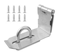 BuxiuGK Heavy Padlock Hasp Door Clasp 90 Degree Right Angle Door Lock Gate Latch 304 Stainless 5 Inches with Screws for Doors Gate Window,Silver