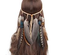 BuxiuGK Indian Headdress Hippie Boho Feather Tassel Headband Hair Accessories for Women Girl Party Festival,1#