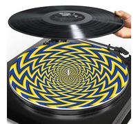 Buxolandt 12 Inch Record Player Mat - 3mm Silicone Anti-Static Turntable Slipmat - Universal Fit Anti-Vibration Platter Mat with Dust Protection Creative 3D Vertigo Stripe Print