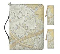 Buxolandt 2026 PU Leather Bible Cover Protector, Comes with 2 Leather Bookmarks, Bible Case with Handle Built-in Pocket Pen Slots, Work of William Morris Printed Women's Bible Case White, Waterproof
