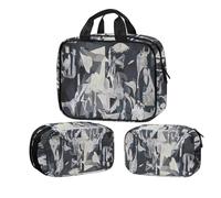 Buxolandt 3 Piece Cosmetic Bag Set Guernica Pattern Ladies Cosmetic Bags Handbag Ladies Quilted Toiletry Bags for Girls' Dormitory