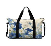 Buxolandt 30L Polyester Duffel Bag - Lightweight 22.24x13x6.3 Inch Carry On with Adjustable Shoulder Strap & Side Organizer Pockets, Travel Gear for Gym & Weekend Butterfly Lily Daisy Print