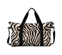 Buxolandt 30L Polyester Weekender Bag with Shoulder Strap 22.24x13x6.3 Inch Carry-On Duffel Featuring Organizer Panel & Side Pockets, Ideal for Business Travel Gym Minimalist Zebra Stripe Print