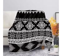 Buxolandt Aztec Southwest American Tribal Lightweight Throws for Sofa, Bed Blanket All Season Use Cozy Soft Blankets and Throws for Sofa Outdoor for Camping, Picnics and Adventures Black